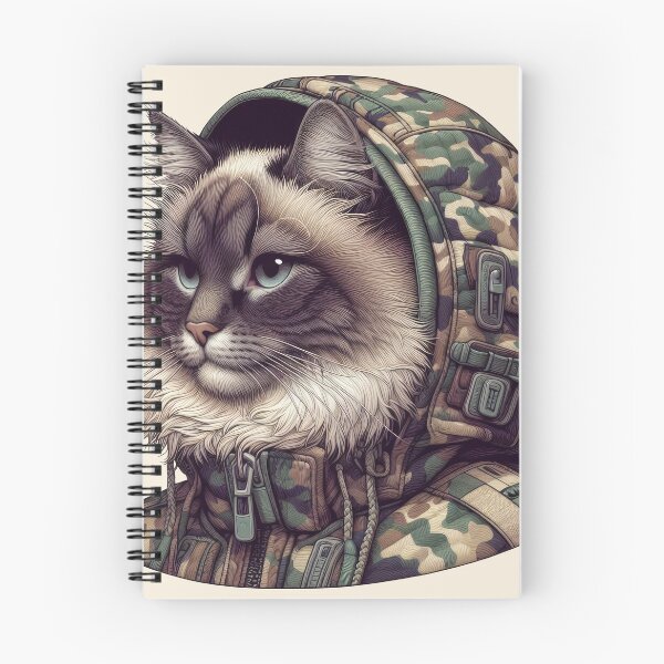 Item preview, Urban Cats #64 - Chocolate Birman Cat wearing an urban camo windbreaker designed and sold by elektronen.