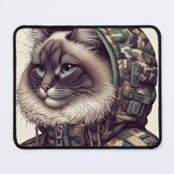 Item preview, Urban Cats #64 - Chocolate Birman Cat wearing an urban camo windbreaker designed and sold by elektronen.