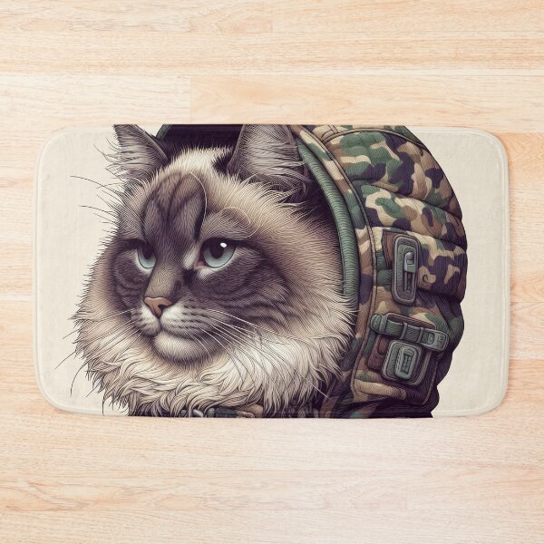 Item preview, Urban Cats #64 - Chocolate Birman Cat wearing an urban camo windbreaker designed and sold by elektronen.