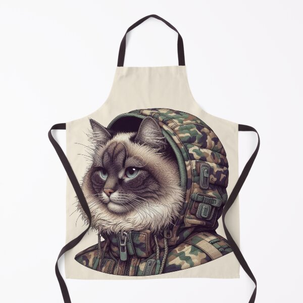 Item preview, Urban Cats #64 - Chocolate Birman Cat wearing an urban camo windbreaker designed and sold by elektronen.