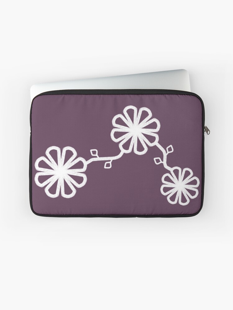 Thumbnail 1 of 2, Laptop Sleeve, Flower Design Chalk Texture Purple Background designed and sold by CarlaBaremb.