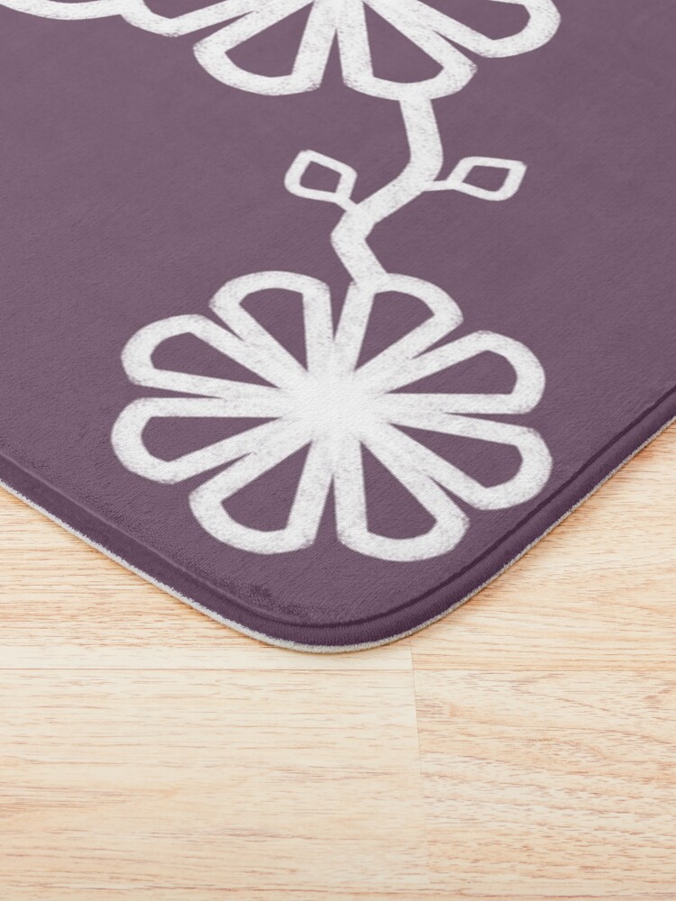 Thumbnail 3 of 6, Bath Mat, Flower Design Chalk Texture Purple Background designed and sold by CarlaBaremb.