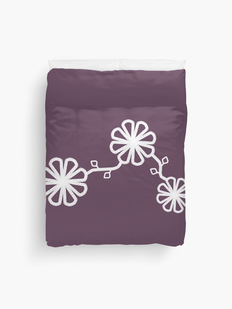 Thumbnail 1 of 2, Duvet Cover, Flower Design Chalk Texture Purple Background designed and sold by CarlaBaremb.