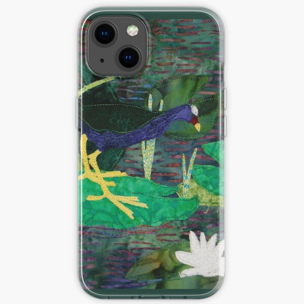 Purple Gallinule in on lily pads iPhone Soft Case