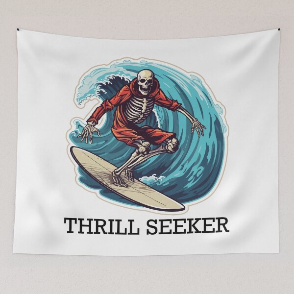 Item preview, Skeleton Surfer - Thrill Seeker (Black Lettering) designed and sold by VelvetRoom.