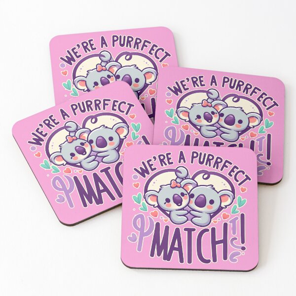 Item preview, We're a Purrfect Match, Koala, typography, Valentine designed and sold by maxmaj.