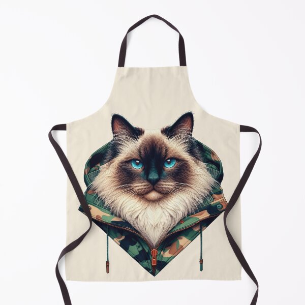Item preview, Urban Cats #65 - Seal Point Birman Cat wearing an urban camo windbreaker designed and sold by elektronen.