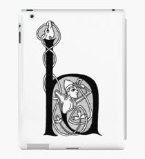 Knight and Dragon Alphabet - H - black and white iPad Case/Skin