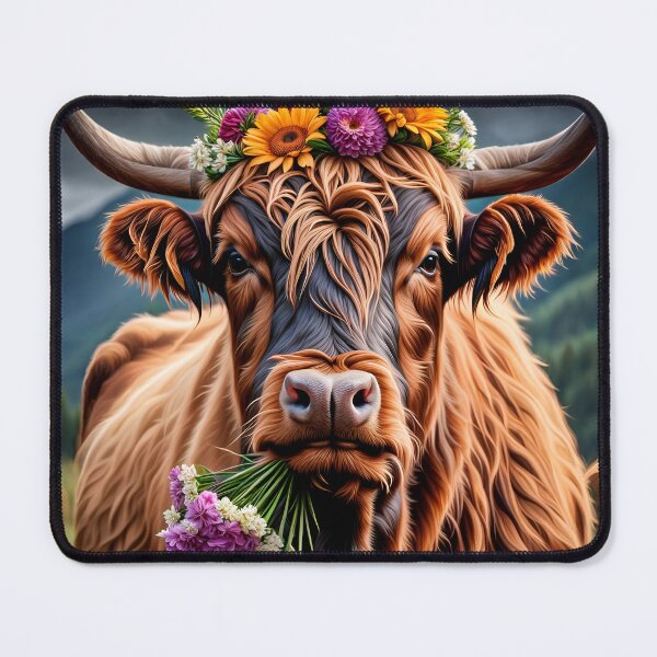 Item preview, Bessie: Highland Cow With Flowers designed and sold by SpunkySpaniel.