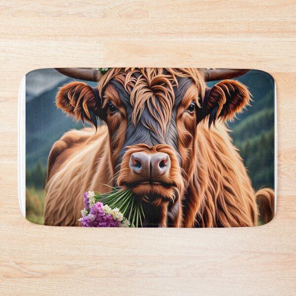 Item preview, Bessie: Highland Cow With Flowers designed and sold by SpunkySpaniel.