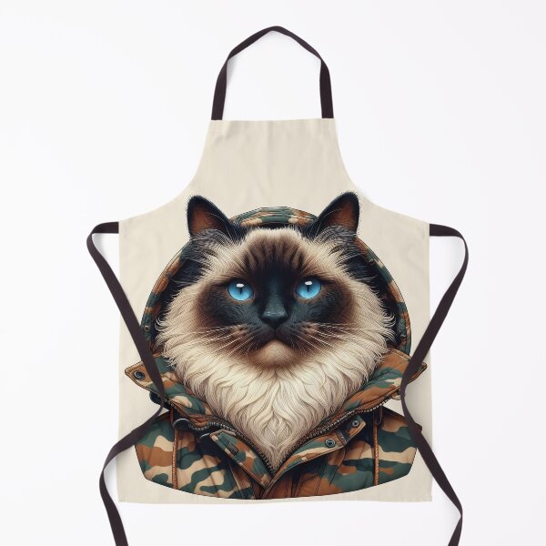 Item preview, Urban Cats #67 - Seal Point Birman Cat wearing an urban camo windbreaker designed and sold by elektronen.