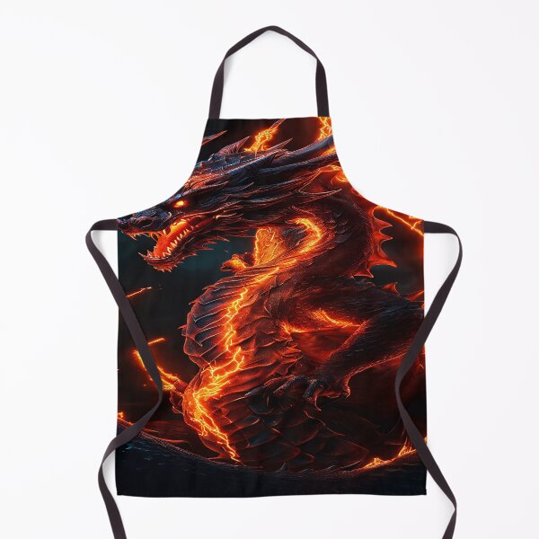 Item preview, Glowing Lava Dragon With Fire on cloudy background designed and sold by leen12 Art Designs Prints.