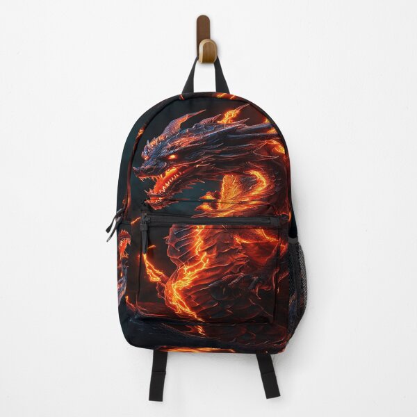 Item preview, Glowing Lava Dragon With Fire on cloudy background designed and sold by leen12 Art Designs Prints.