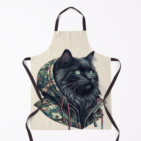 Item preview, Urban Cats #69 - Black Birman Cat wearing an urban camo windbreaker designed and sold by elektronen.