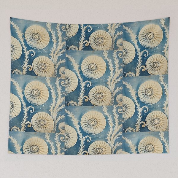 Item preview, Antique Toile de Ammonite in Distressed China Blue designed and sold by Shelly Little.