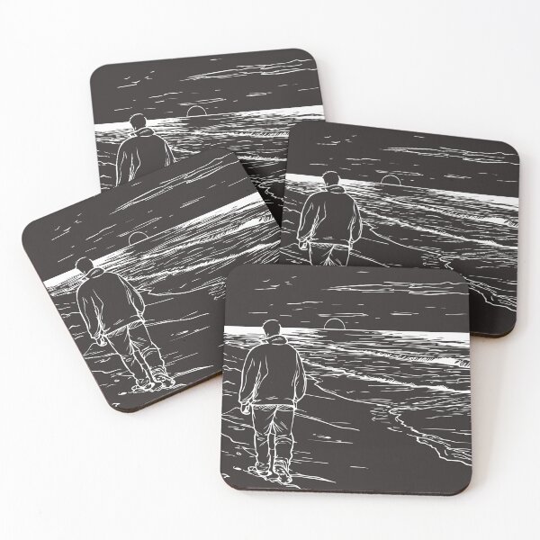 Item preview, Solitude at Dusk: A Monochrome Beach Journey designed and sold by StickerTrove.