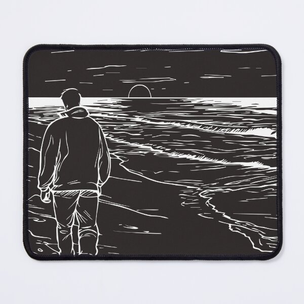 Item preview, Solitude at Dusk: A Monochrome Beach Journey designed and sold by StickerTrove.