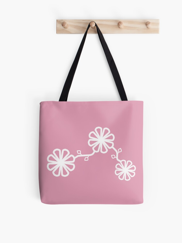 Thumbnail 1 of 2, Tote Bag, Flower Design Chalk Texture Pink Background designed and sold by CarlaBaremb.