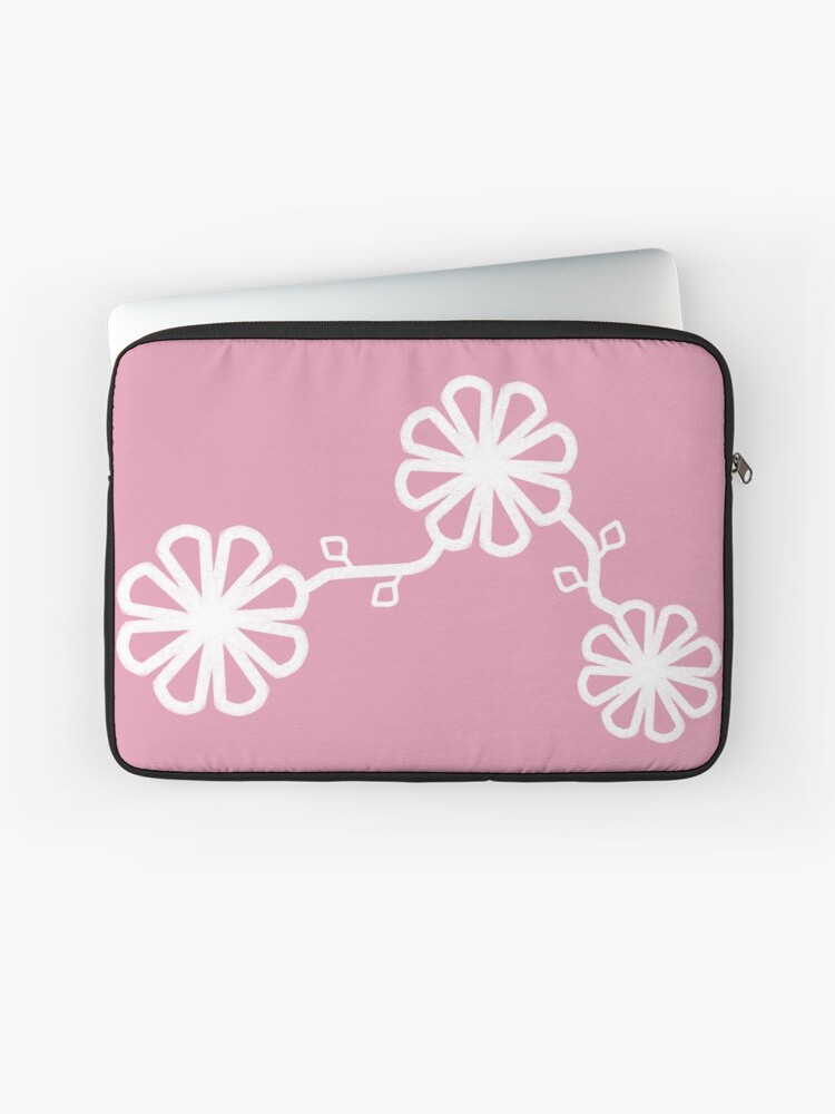 Thumbnail 1 of 2, Laptop Sleeve, Flower Design Chalk Texture Pink Background designed and sold by CarlaBaremb.