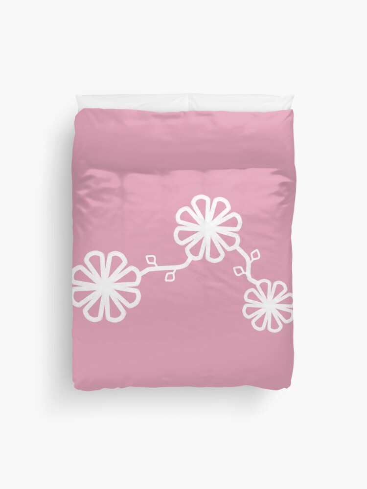 Thumbnail 1 of 2, Duvet Cover, Flower Design Chalk Texture Pink Background designed and sold by CarlaBaremb.