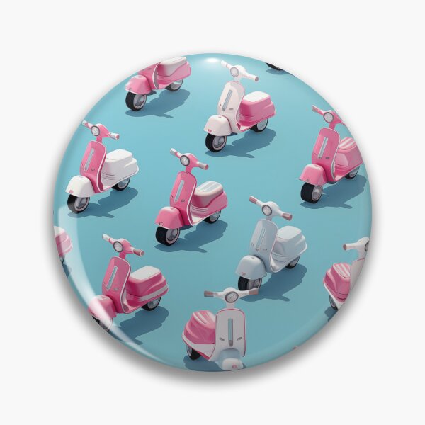 Item preview, Retro Ride: Pink and White Scooters Pattern on Pastel Blue - Vintage Scooter Collection designed and sold by David Balzen.