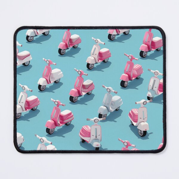 Item preview, Retro Ride: Pink and White Scooters Pattern on Pastel Blue - Vintage Scooter Collection designed and sold by David Balzen.