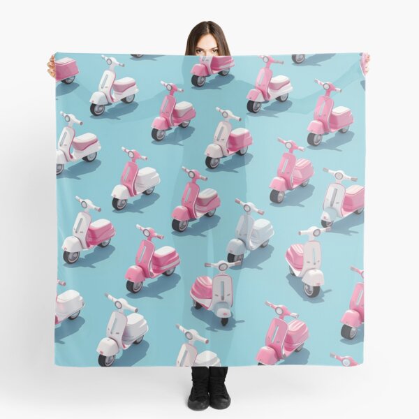 Item preview, Retro Ride: Pink and White Scooters Pattern on Pastel Blue - Vintage Scooter Collection designed and sold by David Balzen.