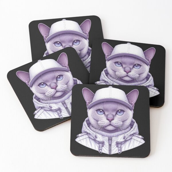 Item preview, Urban Cats #71 - Lilac Burmese Cat wearing an urban white windbreaker designed and sold by elektronen.