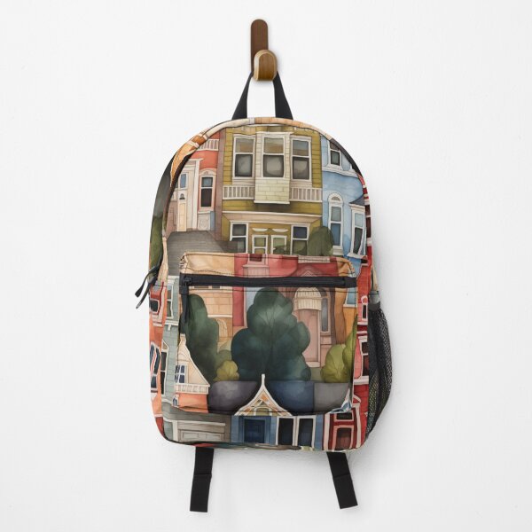 Item preview, Colorful Victorian Houses Watercolor Illustration - Urban Architecture Art Print designed and sold by David Balzen.
