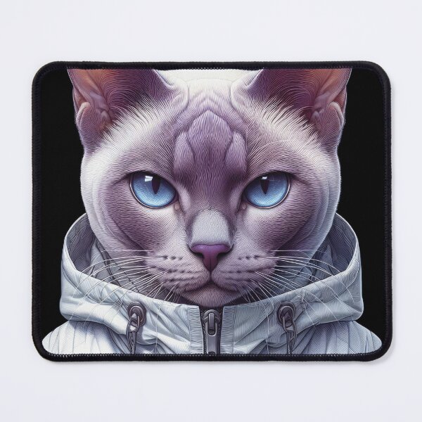 Item preview, Urban Cats #72 - Lilac Burmese Cat wearing an urban white windbreaker designed and sold by elektronen.