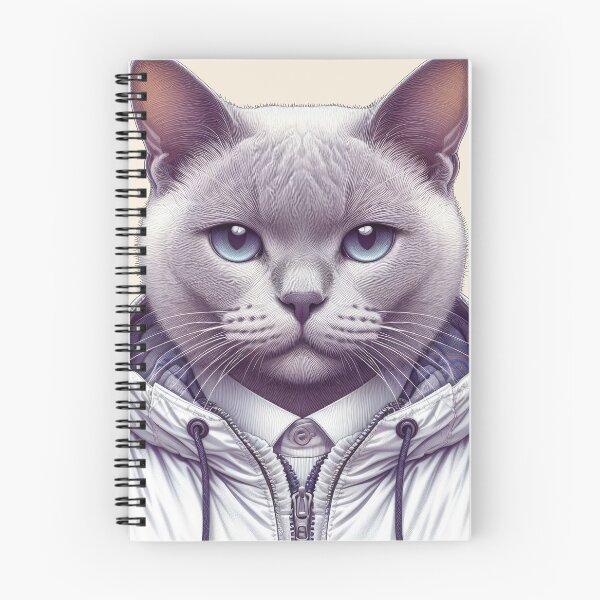 Item preview, Urban Cats #73 - Lilac Burmese Cat wearing an urban white windbreaker designed and sold by elektronen.