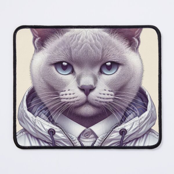 Item preview, Urban Cats #73 - Lilac Burmese Cat wearing an urban white windbreaker designed and sold by elektronen.