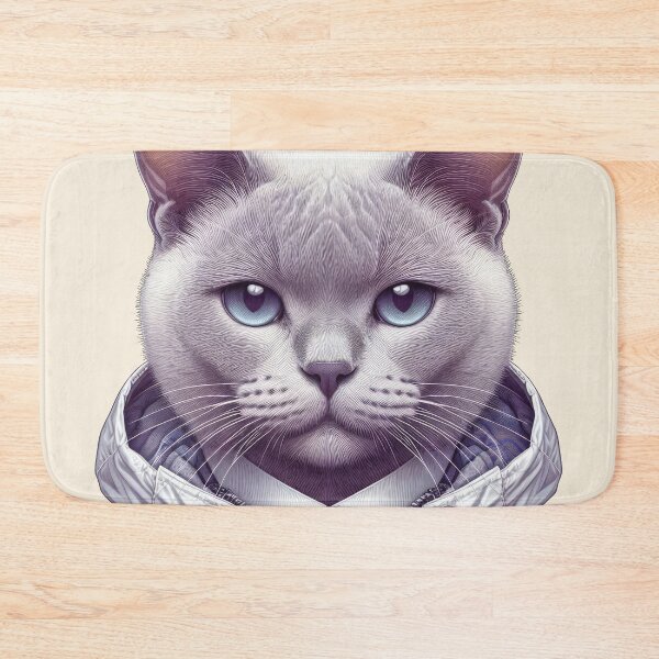 Item preview, Urban Cats #73 - Lilac Burmese Cat wearing an urban white windbreaker designed and sold by elektronen.