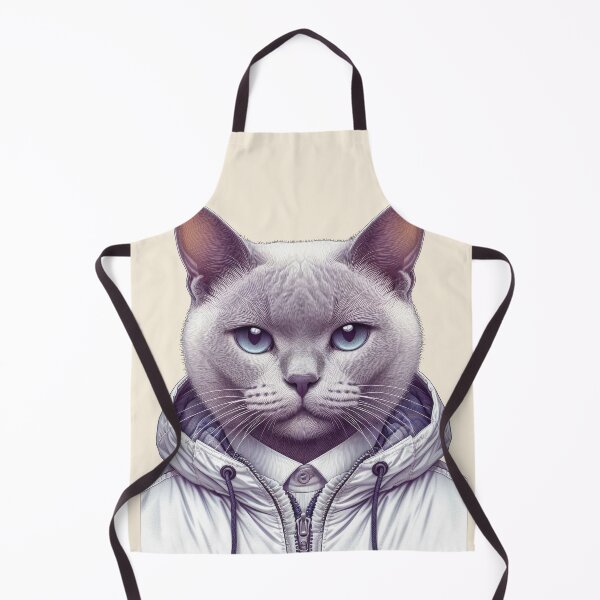 Item preview, Urban Cats #73 - Lilac Burmese Cat wearing an urban white windbreaker designed and sold by elektronen.