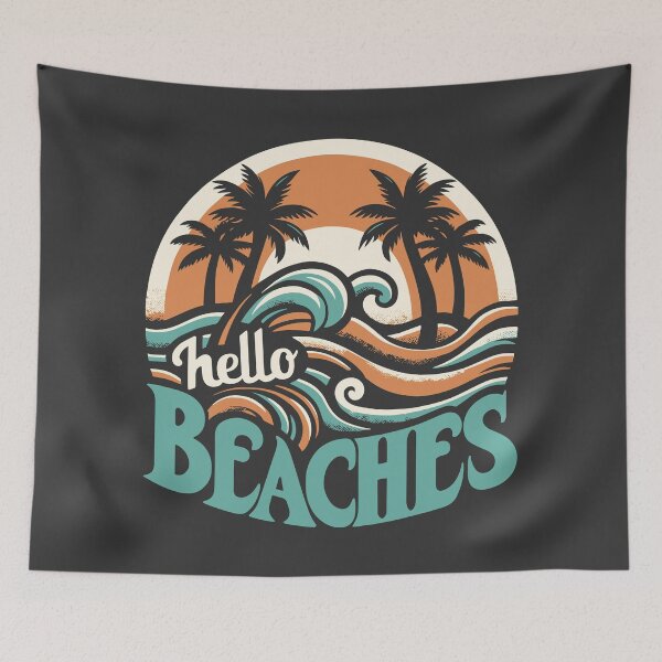 Item preview, Funny Hello Beaches Retro Groovy Vibes designed and sold by SenkinGraphics.