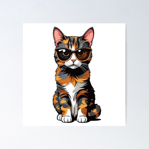 Item preview, Cool cat tortie wear sunglasses  designed and sold by KorArtStudio.
