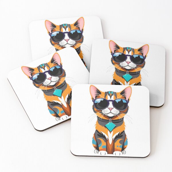Item preview, Cute cat tortie art wear sunglasses  designed and sold by KorArtStudio.