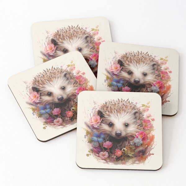 Item preview, Boho Hedgehog Floral Watercolor designed and sold by EnchantInk.