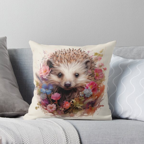 Item preview, Boho Hedgehog Floral Watercolor designed and sold by EnchantInk.