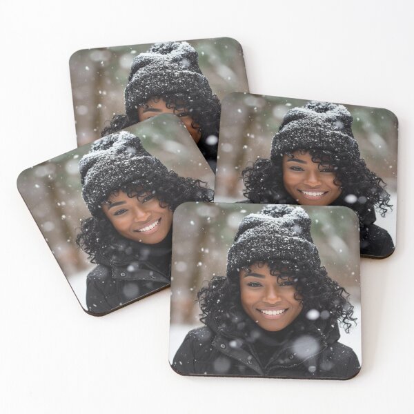 Item preview, Snowy Winter photoshoot beautiful black woman with natural hair, Ai Model designed and sold by CurviRadiance.