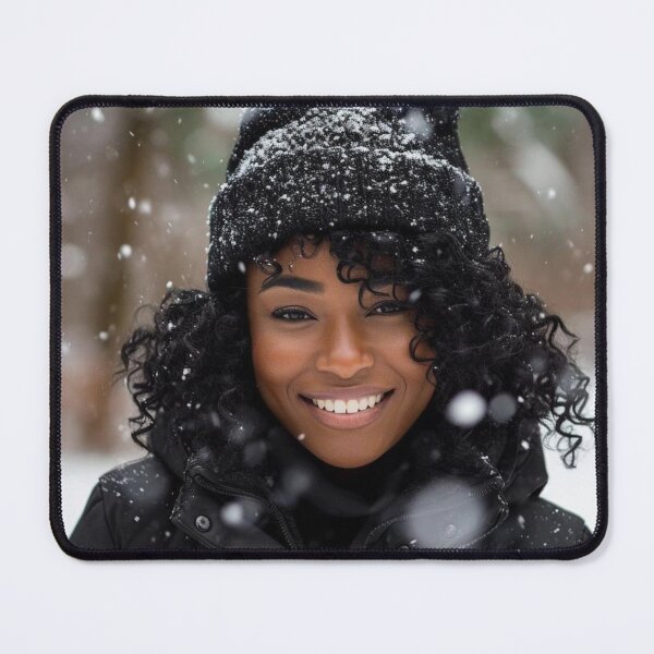 Item preview, Snowy Winter photoshoot beautiful black woman with natural hair, Ai Model designed and sold by CurviRadiance.