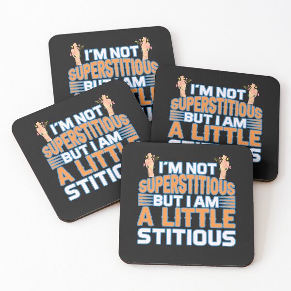 Item preview, I'm not superstitious but I am a little stitious. Funny superstitious with crossed fingers. designed and sold by JoyOfHopeStore.