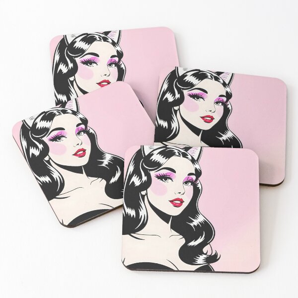 Item preview, Retro girl with cat ears designed and sold by JustInspireMe.