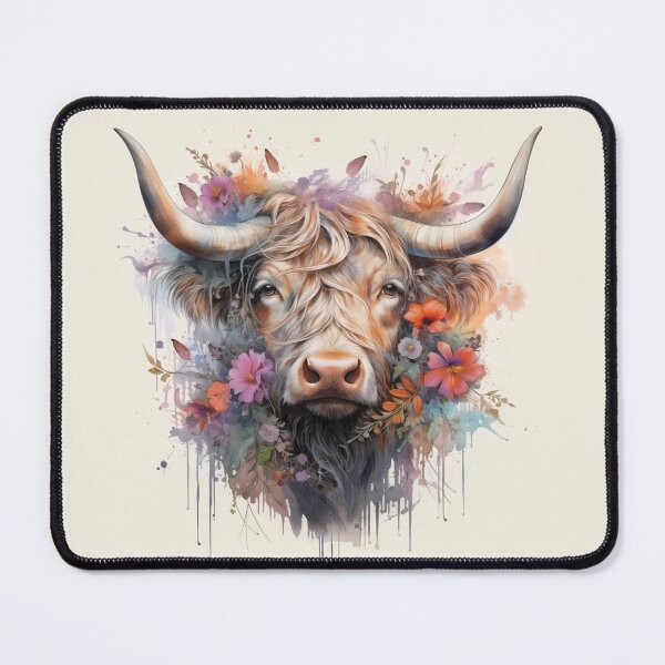 Item preview, Boho Highland Cow Floral Watercolor designed and sold by EnchantInk.