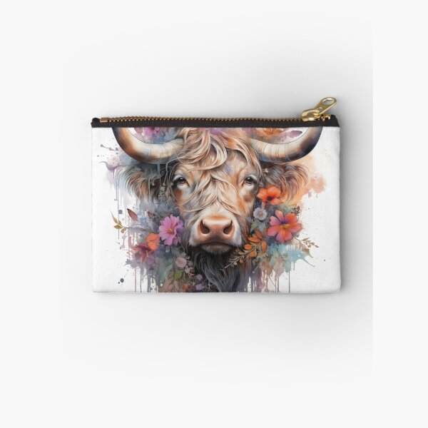 Item preview, Boho Highland Cow Floral Watercolor designed and sold by EnchantInk.