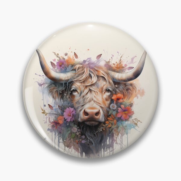 Item preview, Boho Highland Cow Floral Watercolor designed and sold by EnchantInk.