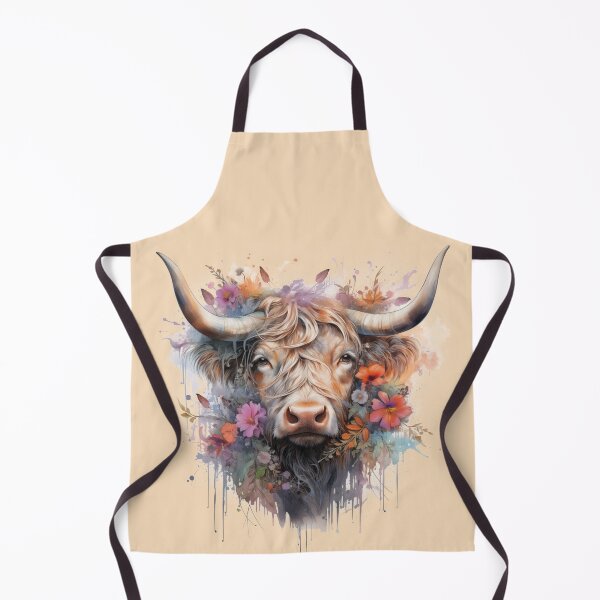 Item preview, Boho Highland Cow Floral Watercolor designed and sold by EnchantInk.