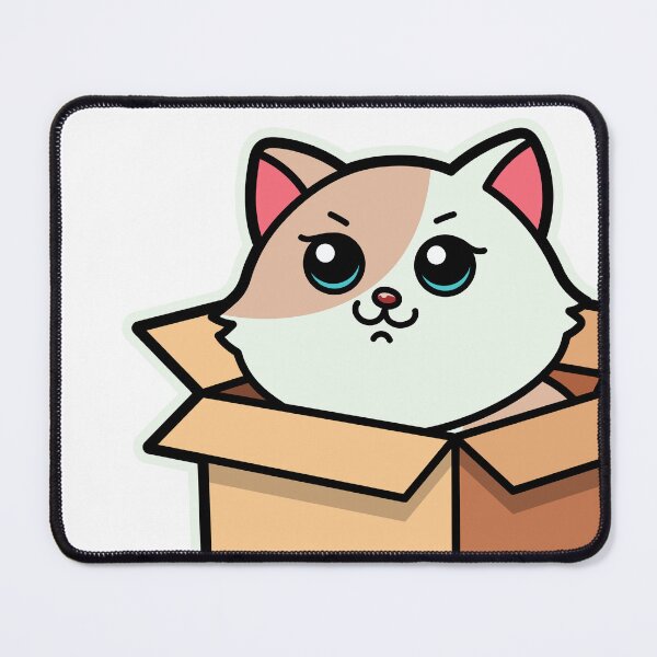 Item preview, cute cartoon cat in packaging box designed and sold by Design_for_merch.