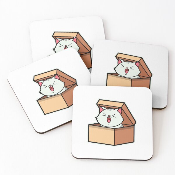 Item preview, cute cartoon cat in packaging box designed and sold by Design_for_merch.