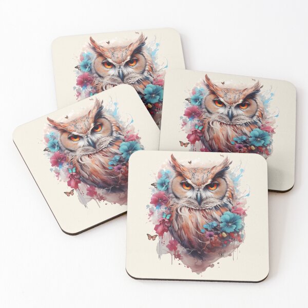 Item preview, Boho Owl Floral Watercolor designed and sold by EnchantInk.